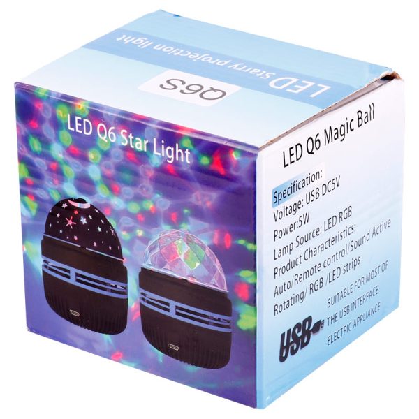 چراغ رقص نور شارژی طرح شفق LED Q6S Magic Ball + ریموت کنترل