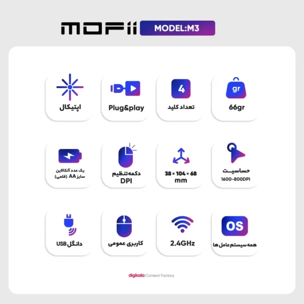 ماوس بی سیم سایلنت مافی MOFII مدل M3