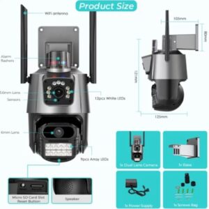 دوربین مداربسته سیم کارت خور دو لنزه چرخشی مدل V380PRO