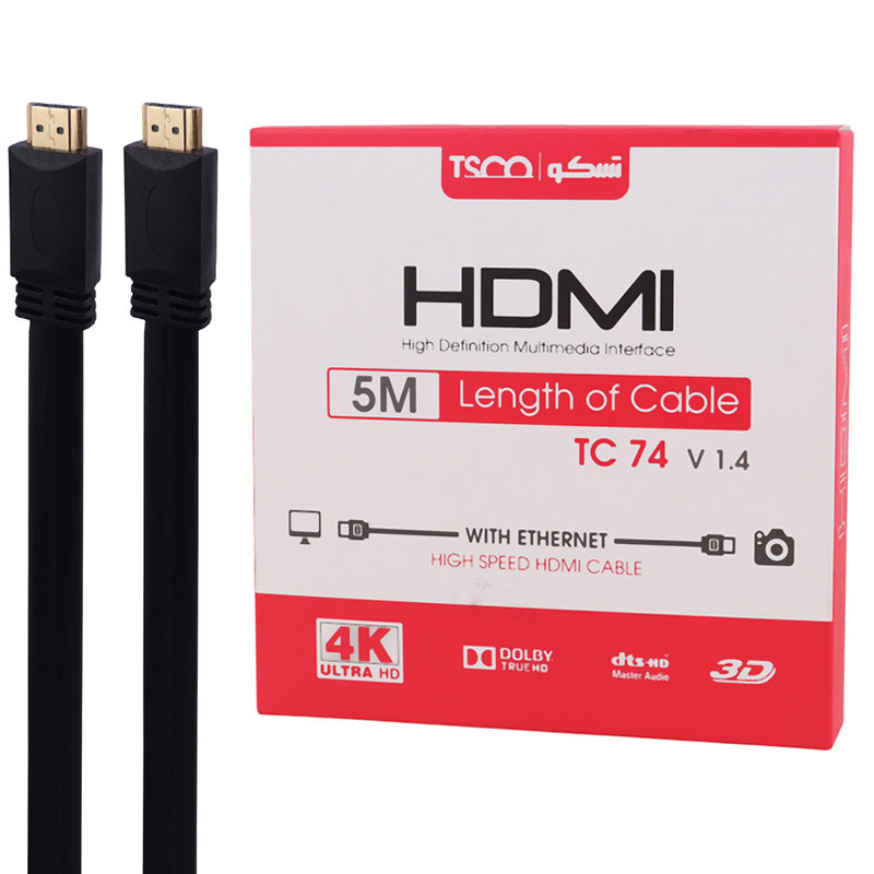 کابل HDMI تسکو مدل TC 74 طول 5 متر پشتیبانی از 4K اورجینال