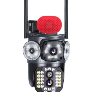 دوربین مداربسته سیمکارتی 3 لنز 12 مگاپیکسل پرژکتوری بلندگو بزرگ